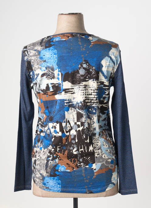 Top imprimé fantaisie manches longues bleu CLAUDE DE SAIVRE femme