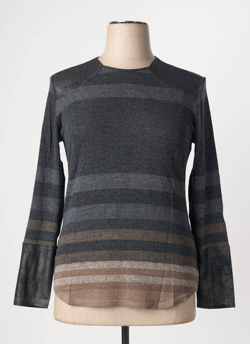 Top imprimé fantaisie manches longues gris CLAUDE DE SAIVRE femme