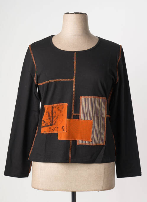 Top imprimé fantaisie manches longues noir MITSOUKI femme