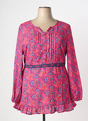 Tunique manches longues imprimé fantaisie rose SHEEGO femme