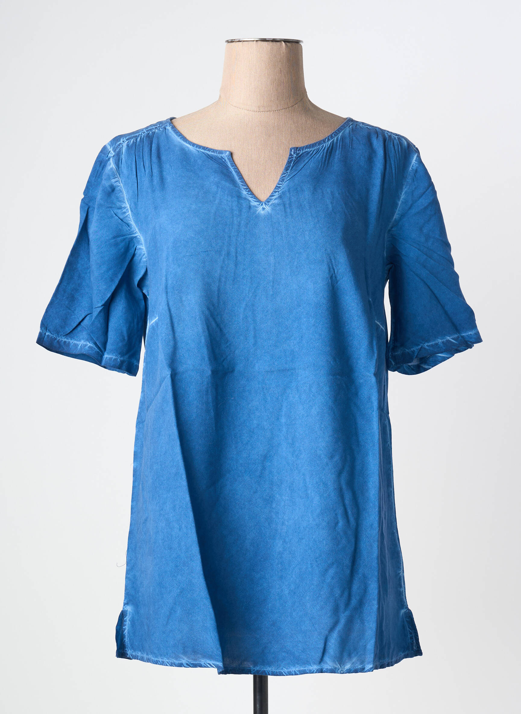 Tunique manches courtes tissage jersey bleu SHEEGO femme