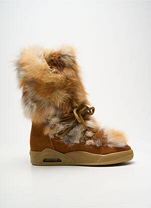 Bottes nubuck talon plat jusqu'à 3cm marron SERAFINI femme