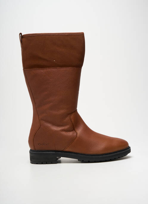 Bottes matière lisse talon plat jusqu'à 3cm marron KICKERS femme