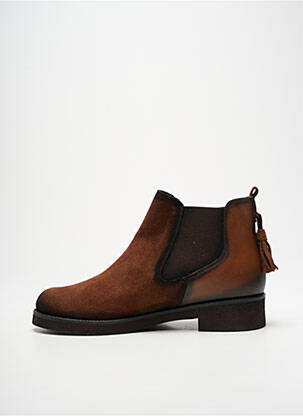 Bottines/boots tissage satiné talon plat jusqu'à 3cm marron LES PETROLEUSES femme