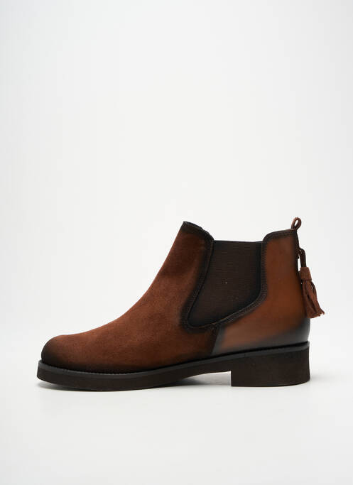 Bottines/boots tissage satiné talon plat jusqu'à 3cm marron LES PETROLEUSES femme