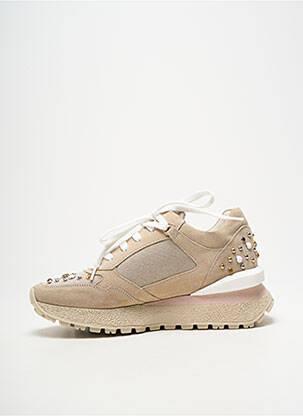 Baskets nubuck talon de 4 à 6cm beige JANET & JANET femme