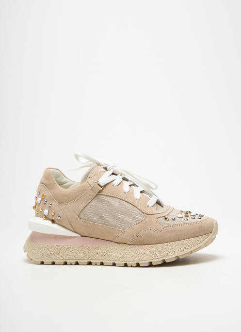 Baskets nubuck talon de 4 à 6cm beige JANET & JANET femme