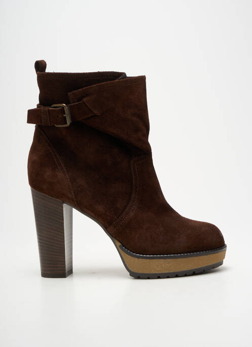 Bottines/boots nubuck talon haut de 10cm et plus marron MANAS femme