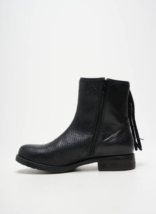 Bottines/boots tissage satiné talon plat jusqu'à 3cm noir REQINS femme