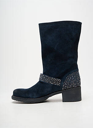 Bottes tissage satiné talon de 4 à 6cm bleu JANET SPORT femme