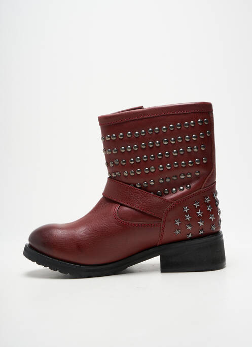 Bottines/boots tissage satiné talon de 4 à 6cm rouge LOLA CRUZ femme