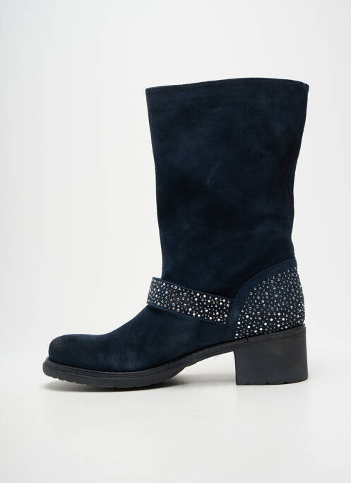 Bottes tissage satiné talon de 4 à 6cm bleu JANET SPORT femme