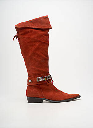 Bottes bout pointu talon plat jusqu'à 3cm orange REGARD femme