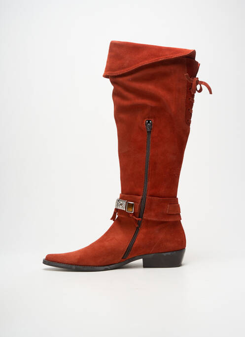 Bottes bout pointu talon plat jusqu'à 3cm orange REGARD femme