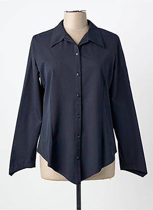 Chemisier tissage crêpe manches longues bleu CARNET DE BORD femme