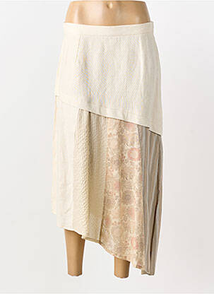 Jupe longue coupe fluide beige CARNET DE BORD femme