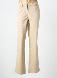 Pantalon droit tissage popeline taille normale beige JOCAVI femme