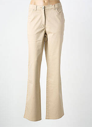 Pantalon droit tissage popeline taille normale beige JOCAVI femme