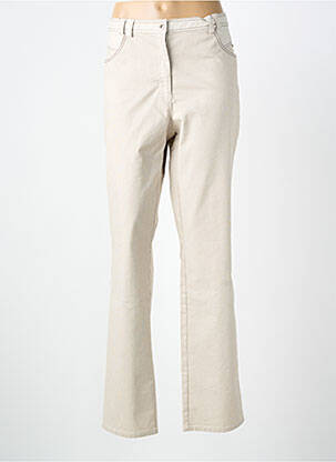 Pantalon droit tissage crêpe taille normale beige GELCO femme
