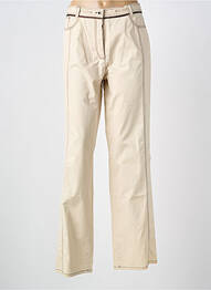 Pantalon droit tissage popeline taille normale beige GELCO femme