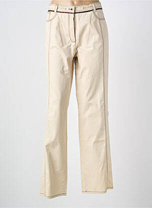 Pantalon droit tissage popeline taille normale beige GELCO femme