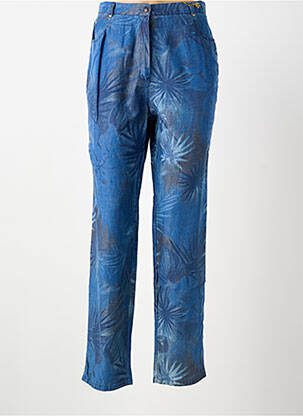 Pantalon droit tissage popeline taille normale bleu FEDORA femme