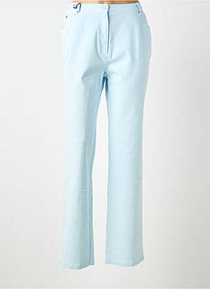 Pantalon droit fermeture zippée sous rabat boutonné taille normale bleu FEDORA femme