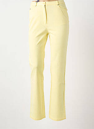 Pantalon droit fermeture zippée sous rabat boutonné taille normale jaune fonce FEDORA femme