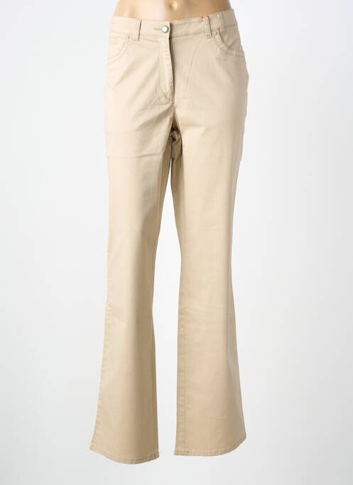 Pantalon droit tissage popeline taille normale beige JOCAVI femme