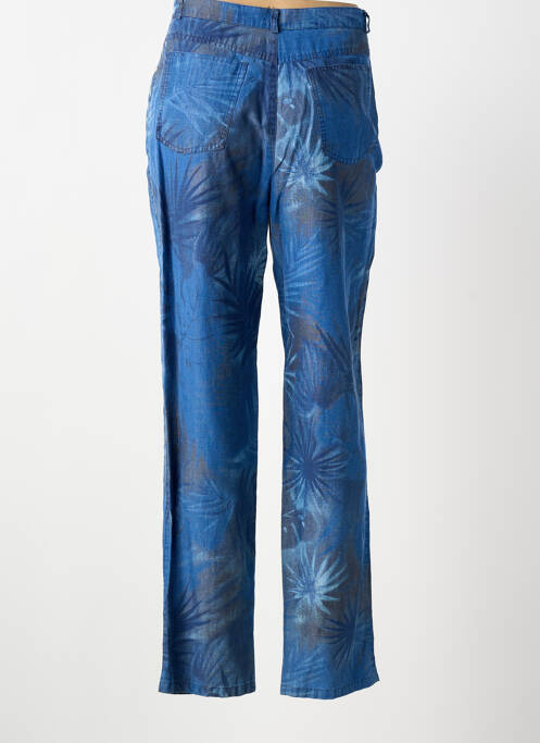 Pantalon droit tissage popeline taille normale bleu FEDORA femme