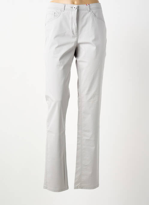 Pantalon slim tissage popeline taille normale gris 0000000000000 femme