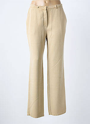 Pantalon droit tissage popeline taille normale beige FEDORA femme
