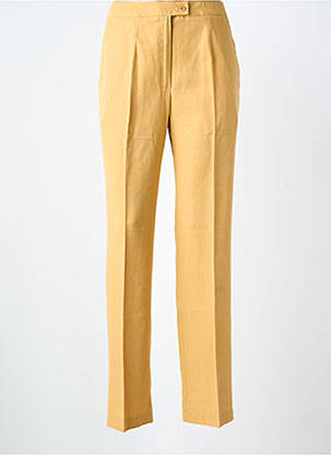 Pantalon droit tissage crêpe taille normale jaune FEDORA femme