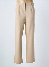 Pantalon droit tissage popeline taille normale beige LEWINGER femme
