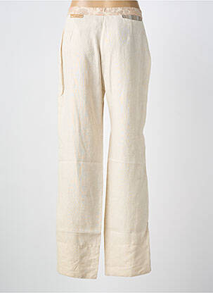 Pantalon droit fermeture zippée sous rabat boutonné beige CARNET DE BORD femme