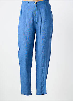 Pantalon droit taille à pinces taille haute bleu CANNISSE femme