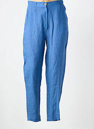 Pantalon droit tissage crêpe taille haute bleu CANNISSE femme