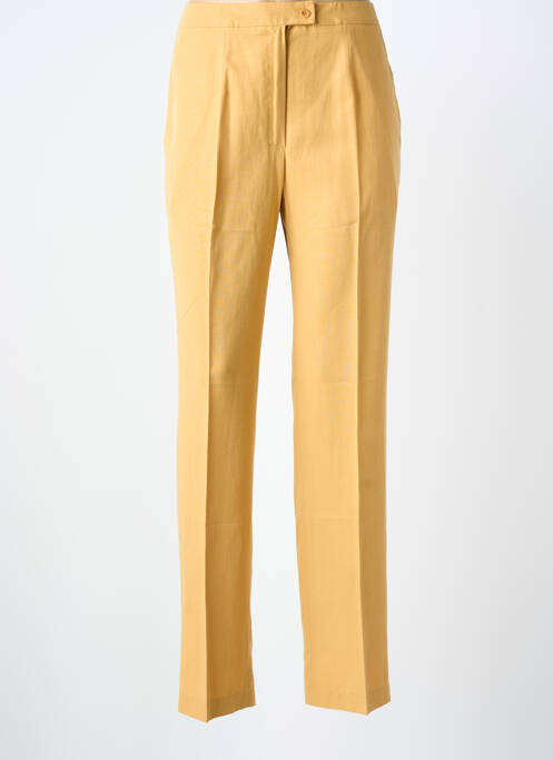 Pantalon droit tissage crêpe taille normale jaune FEDORA femme