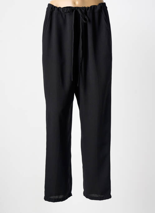 Pantalon droit tissage crêpe taille normale noir MD'M femme