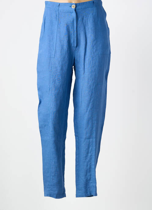 Pantalon droit tissage crêpe taille haute bleu CANNISSE femme