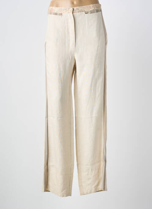 Pantalon droit beige CARNET DE BORD femme