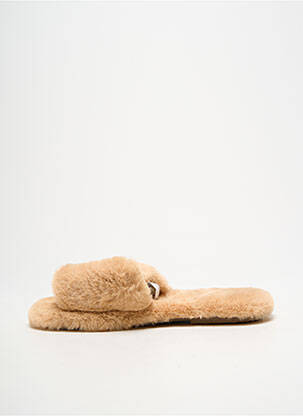 Mules/sabots bout ouvert talon plat jusqu'à 3cm beige QUEEN femme