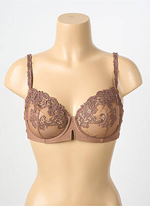 Soutien-gorge effet matière satinée haut soutien-gorge emboitant marron SIMONE PERELE femme