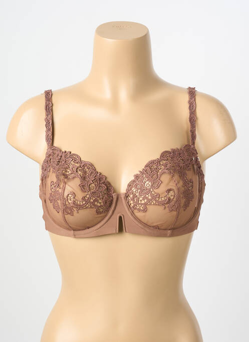 Soutien-gorge effet matière satinée haut soutien-gorge emboitant marron SIMONE PERELE femme