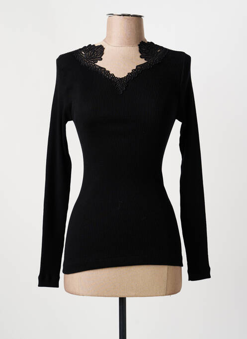 Top coupe cintrée manches longues noir FRALY femme