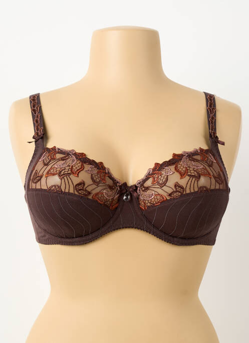 Soutien-gorge effet matière satinée haut soutien-gorge emboitant marron PRIMA DONNA femme