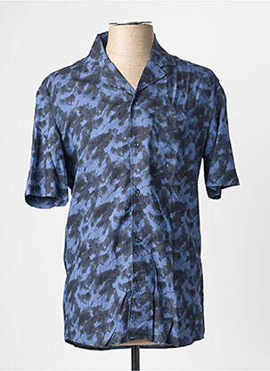 Chemise manches courtes col tailleur bleu PIERRE CARDIN homme