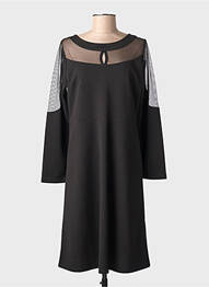 Robe mi-longue manches longues manches longues noir FUEGO WOMAN femme