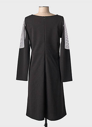 Robe mi-longue tissage crêpe manches longues noir FUEGO WOMAN femme