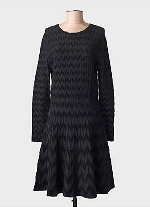 Robe mi-longue manches longues manches longues noir LEO & UGO femme